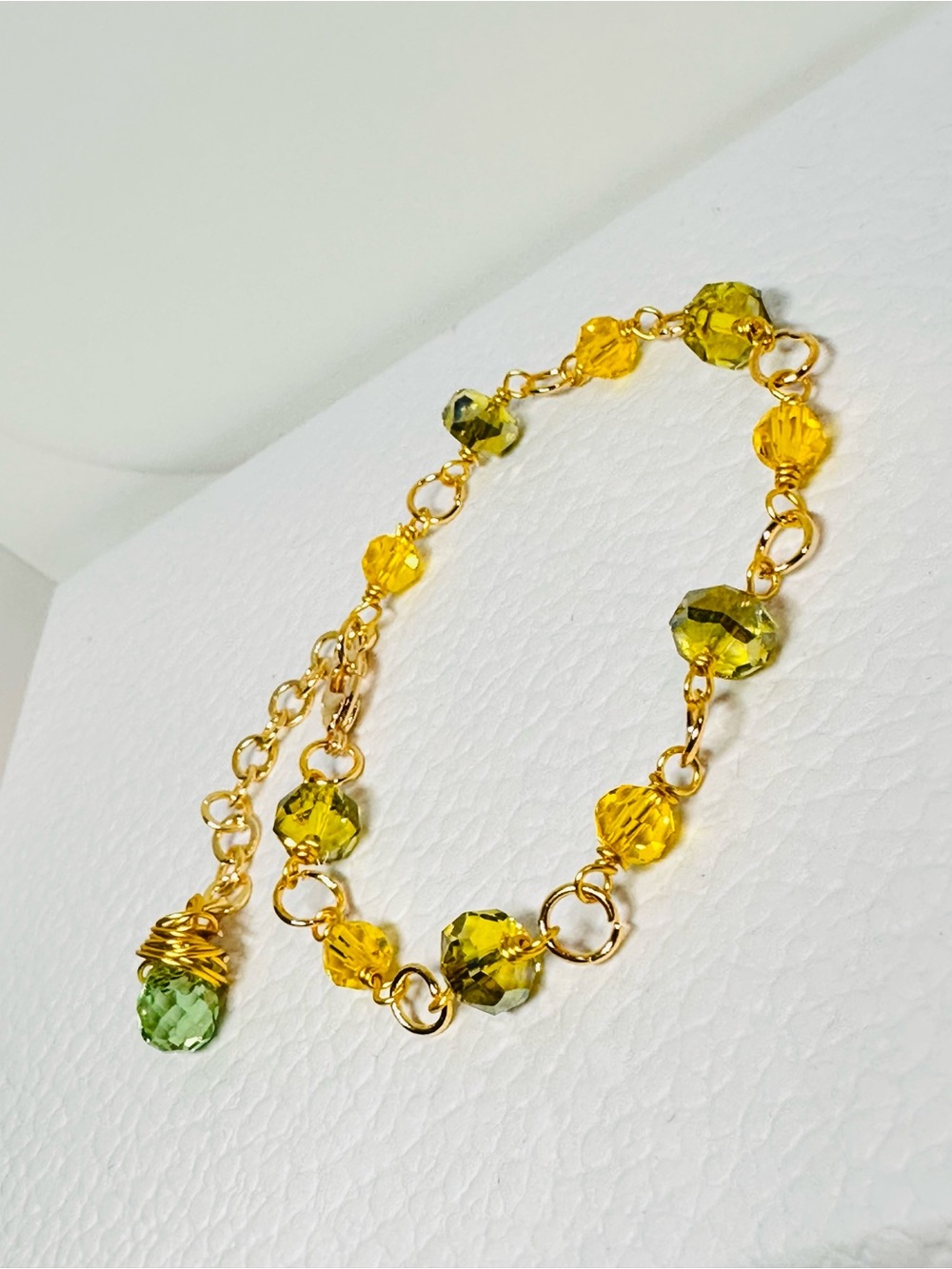 Gold-Tone Yellow & Lime Crystal Bead Bracelet